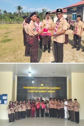 Sekcam Ungar Zamri, di dampingi Ka Kwarran Ungar M Nasrol serahkan surat tugas dan foto bersama. (Foto: Raja Juraimi)