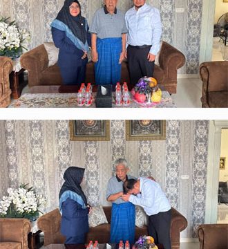 Bupati Siak Afni Zulkifli, Direktur BSP Robi Junipa, bersilaturahmi dengan Arwin AS mantan bupati Siak yang juga pendiri PT BSP. (Foto: ist)