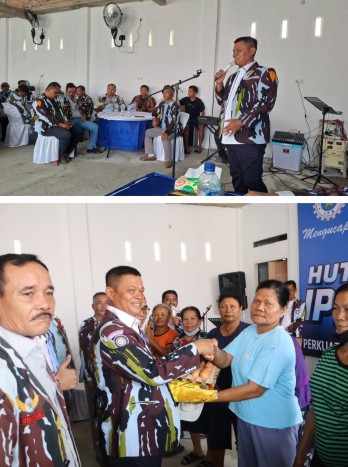 Ketua DPD IPK Riau, Kasten Harianja dan bantuan paket sembako memperingati HUT ke-57, DPD IPK Riau. (Foto: ist)