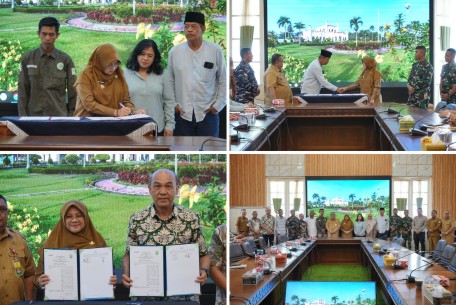 Tanda tangan kesepakatan bersama atau MoU antara Pemkab Siak dengan lebih dari 11 perusahaan yang beroperasi di Negeri Istana. (Foto: ist)