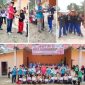 Ketua PGRI Ungar, Sekcam Ungar, Seklur, KA SMAN 1 Ungar, KA SDN se Ungar, panitia gerak jalan fhoto bersama para pemenang. Foto: Raja Juraimi)