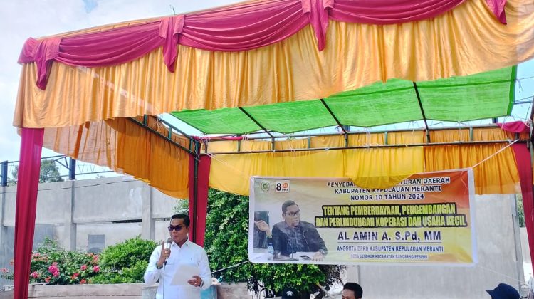 Foto : Anggota DPRD Kabupaten Kepulauan Meranti dari Fraksi PKS, Al Amin A, S.Pd., MM, mensosialisasikan Peraturan Daerah (Perda).