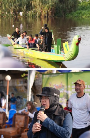 Bupati Siak Afni Z buka Serindit Boat Race 2026 di Tepian Jembatan Kampung Sungai Selodang, Kecamatan Sungai Mandau. (Foto: ist)