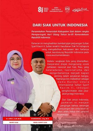 Flyer pameran sejarah Kerajaan Siak serta sosok Pahlawan Nasional Sultan Syarif Kasim II.
