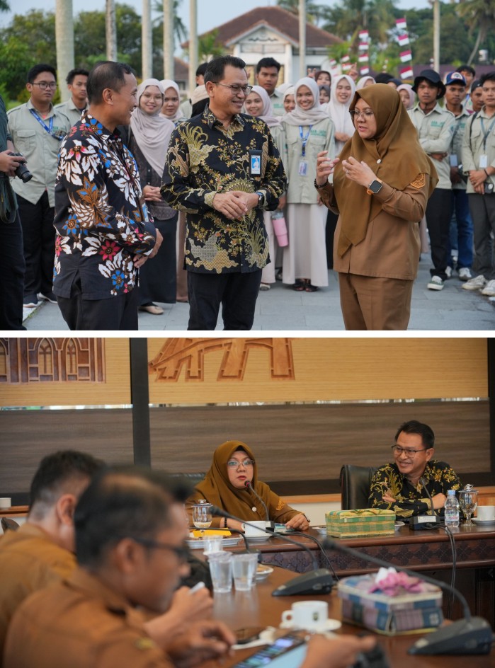 Kunjungan Kepala Kanwil DJPb Riau Adnan Wimbyarto dan Kepala KPPN Pekanbaru Tri Widiyono ke Siak. (Foto: ist)