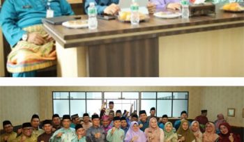 Bupati Siak, Dr. Afni Zulkifli bersama Kepala BPMP Riau, Nilam Sari; Kadisdik Siak, Staff Ahli, Kabag, Kabid, Kasi, Korwil, dan seluruh Kepala Sekolah beserta Bendahara, operator sekolah penerima dan pengusul revitalisasi. (Foto: ist)