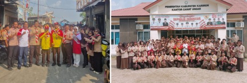 KA Kwarran Ungar M Nasrol sambut kepulangan 2  penggalang utusan Kwarran Ungar ikuti Jamnas 2026. (Foto: ist)