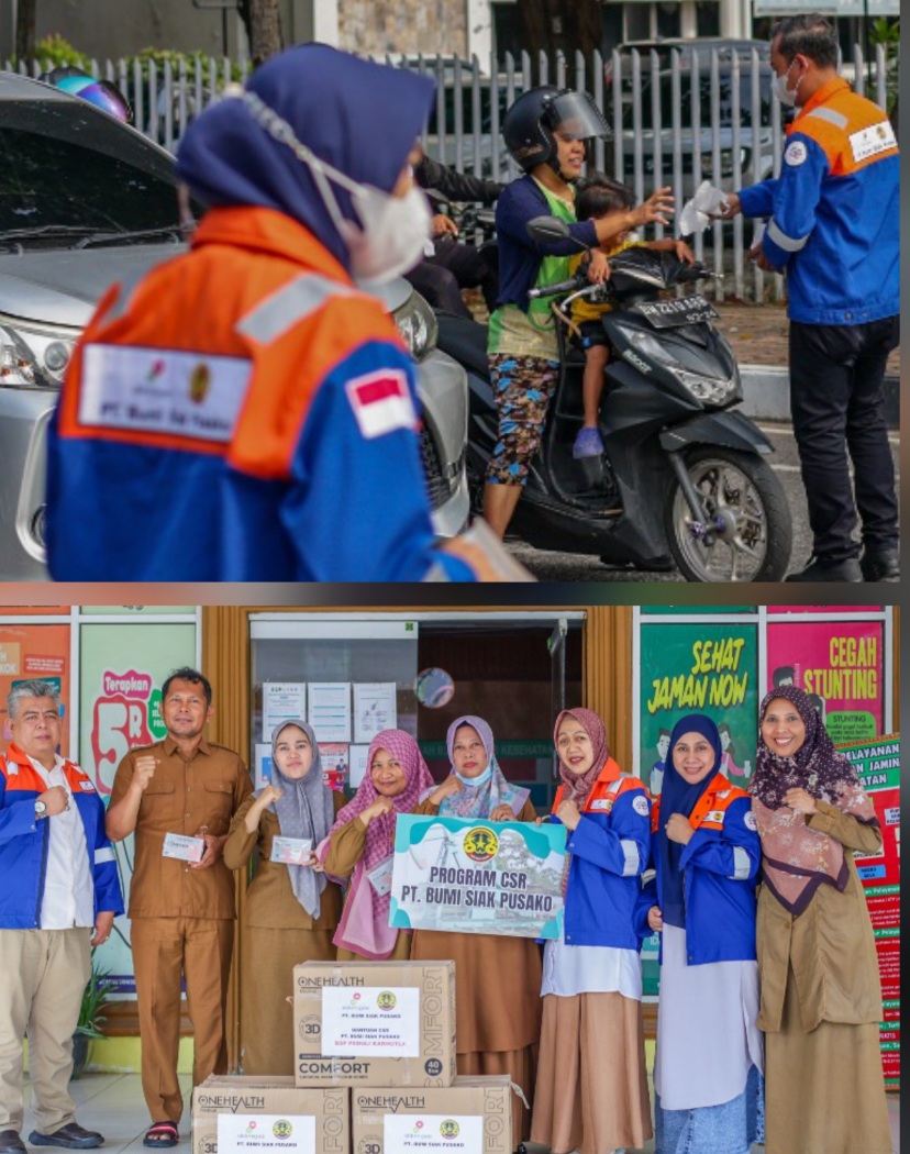 Karyawan PT. BSP saat membagikan masker. (Foto: ist)