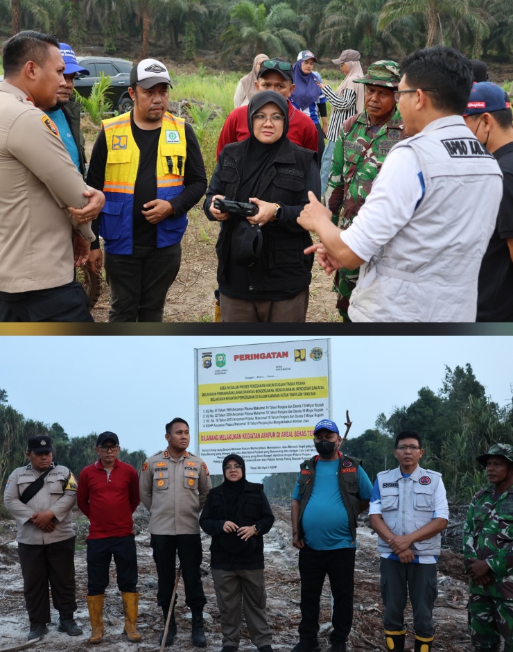 Bupati Siak Afni Zulkifli saat berada di lokasi Karhutla. (Foto: ist)