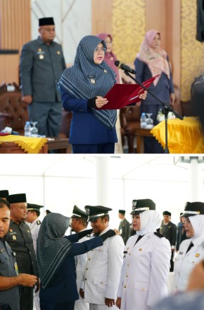 Bupati Siak Afni Zulkifli melantik dan mengambil sumpah  Administrator, Pejabat Pengawas, dan Kepala Puskesmas di lingkungan Pemerintah Kabupaten Siak.  (Foto: ist)