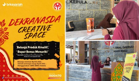 BRK Syariah hadirkan program promo pembayaran gunakan QRIS BRKS Mobile di merchant Dekranasda Provinsi Kepulauan Riau. (Foto: ist)