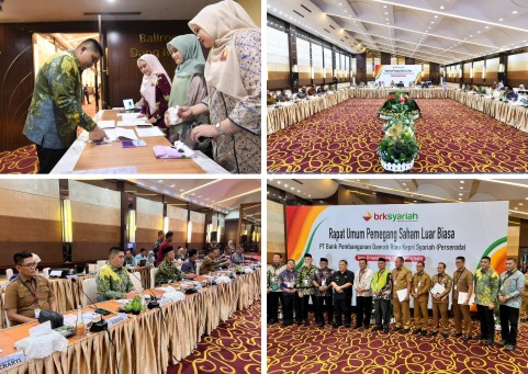 Bupati Bintan, Roby Kurniawan hadiri RUPS-LB BRK Syariah di Ballroom Menara Dang Merdu BRK Syariah, Pekanbaru. (Foto: ist)