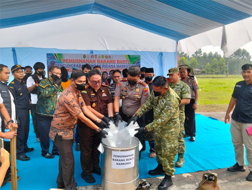 Polres Meranti Bongkar Jaringan Narkoba Internasional, 9,3 Kg Sabu Disita, Hampir 9 Kg Dimusnahkan
