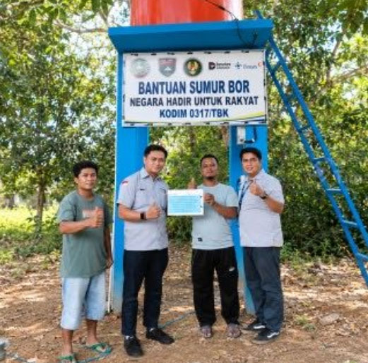 Warga Dusun II Desa Kundur, Mendapat Sumur Bor, Kolaborasi PT TIMAH dan Kodim 0317/TBK