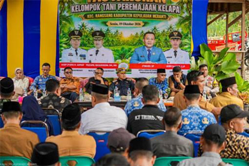 Acara syukuran petani kelapa se-Kecamatan Rangsang di kediaman Khairul Amri, Jalan A. Yani, Desa Citra Damai. (Foto: ist)